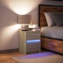 Bedside table with LED lights made of engineered oak wood in Sonoma oak color. by , Nightstands - Ref: Foro24-852037, Price: ...