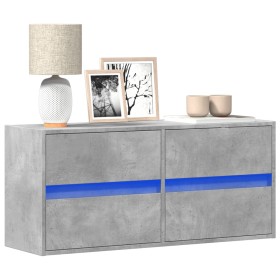 Wall-mounted TV stand with LED lights in concrete gray, 100x31x45 cm. by , TV Furniture - Ref: Foro24-852295, Price: 88,99 €,...