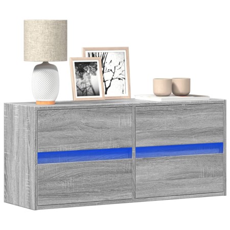 Wall-mounted TV stand with LED lights in Sonoma gray, 100x31x45 cm. by , TV Furniture - Ref: Foro24-852297, Price: 91,49 €, D...