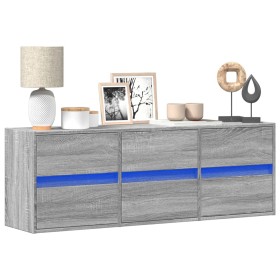 Wall-mounted TV stand with LED lights in Sonoma gray, 130x31x45 cm. by , TV Furniture - Ref: Foro24-852304, Price: 114,99 €, ...