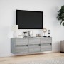 Wall-mounted TV stand with LED lights in Sonoma gray, 130x31x45 cm. by , TV Furniture - Ref: Foro24-852304, Price: 115,07 €, ...