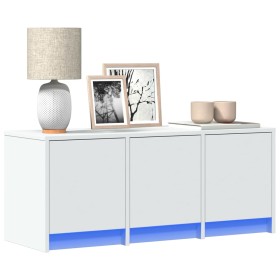 TV stand with LED lights, engineered wood, white, 97x34x40 cm by , TV Furniture - Ref: Foro24-852236, Price: 86,99 €, Discoun...