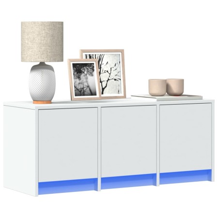 TV stand with LED lights, engineered wood, white, 97x34x40 cm by , TV Furniture - Ref: Foro24-852236, Price: 87,19 €, Discoun...