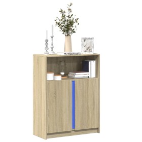 Aparador con LED madera de ingeniería roble Sonoma 77x34x100 cm de , Aparadores - Ref: Foro24-852147, Precio: 92,73 €, Descue...