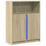 Aparador con LED madera de ingeniería roble Sonoma 77x34x100 cm de , Aparadores - Ref: Foro24-852147, Precio: 92,59 €, Descue...