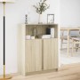 Sideboard with LED lights, engineered wood in Sonoma oak, 77x34x100 cm. by , Sideboards - Ref: Foro24-852147, Price: 92,59 €,...