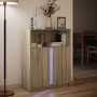 Aparador con LED madera de ingeniería roble Sonoma 77x34x100 cm de , Aparadores - Ref: Foro24-852147, Precio: 92,59 €, Descue...