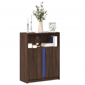 Sideboard with LED lights, engineered wood, brown oak, 77x34x100 cm by , Sideboards - Ref: Foro24-852151, Price: 95,99 €, Dis...