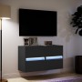 Wall-mounted TV cabinets with LED lights 2 units black 41x31x45 cm by , TV Furniture - Ref: Foro24-852274, Price: 106,83 €, D...