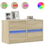 Wall-mounted TV furniture with LED lights 2 units Sonoma oak 41x31x45 cm by , TV Furniture - Ref: Foro24-852276, Price: 102,6...