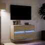 Wall-mounted TV furniture with LED lights 2 units Sonoma oak 41x31x45 cm by , TV Furniture - Ref: Foro24-852276, Price: 102,6...