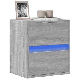 Wall-mounted TV stand with LED lights in Sonoma gray, 41x31x45 cm. by , TV Furniture - Ref: Foro24-852281, Price: 60,99 €, Di...