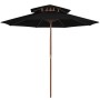 Two-story black wooden pole umbrella 270 cm by vidaXL, Umbrellas - Ref: Foro24-313766, Price: 77,43 €, Discount: %