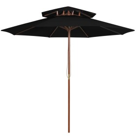 Two-story black wooden pole umbrella 270 cm by vidaXL, Umbrellas - Ref: Foro24-313766, Price: 77,99 €, Discount: %