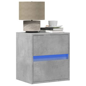 Wall-mounted bedside tables with LED lights 2 units concrete gray by , Nightstands - Ref: Foro24-3307968, Price: 102,73 €, Di...