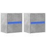 Wall-mounted bedside tables with LED lights 2 units concrete gray by , Nightstands - Ref: Foro24-3307968, Price: 102,61 €, Di...