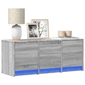 TV stand with LED in gray Sonoma engineered wood 97x34x40 cm by , TV Furniture - Ref: Foro24-852241, Price: 86,99 €, Discount: %