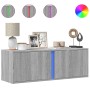 Wall-mounted TV stand with LED lights in Sonoma gray, 100x31x35 cm. by , TV Furniture - Ref: Foro24-852269, Price: 66,94 €, D...