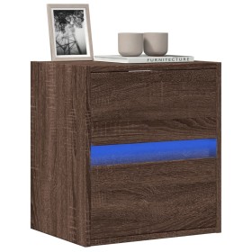 Mueble de TV de pared con luces LED marrón roble 41x31x45 cm de , Muebles TV - Ref: Foro24-852283, Precio: 60,99 €, Descuento: %