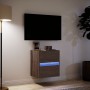 Wall-mounted TV stand with LED lights in brown oak, 41x31x45 cm. by , TV Furniture - Ref: Foro24-852283, Price: 61,11 €, Disc...