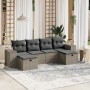 Garden sofa set 6 pieces and gray synthetic rattan cushions by , Garden sets - Ref: Foro24-3264478, Price: 439,35 €, Discount: %