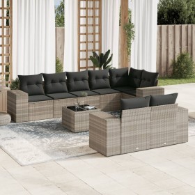 Set muebles jardín 9 pzas y cojines ratán sintético gris claro de , Conjuntos de jardín - Ref: Foro24-3222831, Precio: 691,99...