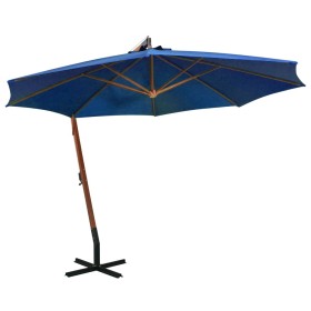 Hanging umbrella with light blue fir wood pole 3.5x2.9 m by vidaXL, Umbrellas - Ref: Foro24-313773, Price: 159,45 €, Discount: %