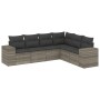 Set de sofás de jardín 6 pzas y cojines ratán sintético gris de , Conjuntos de jardín - Ref: Foro24-3222611, Precio: 457,94 €...