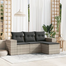 Garden sofa set 4 pieces with gray synthetic rattan cushions by , Modular outdoor sofas - Ref: Foro24-3222471, Price: 300,47 ...