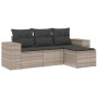 Gartensofa-Set, 4-teilig, mit grauen Kissen aus synthetischem Rattan von , Modulare Sofas für den Außenbereich - Ref: Foro24-...