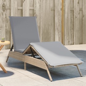 Sun lounger with beige synthetic rattan cushion by , Loungers - Ref: Foro24-4002704, Price: 140,99 €, Discount: %