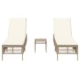 Sun loungers with side table, 2 units, synthetic beige rattan by , Loungers - Ref: Foro24-4002750, Price: 267,80 €, Discount: %