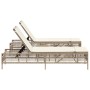 Sun loungers with side table, 2 units, synthetic beige rattan by , Loungers - Ref: Foro24-4002750, Price: 267,99 €, Discount: %