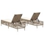 Sun loungers with side table, 2 units, synthetic beige rattan by , Loungers - Ref: Foro24-4002750, Price: 267,80 €, Discount: %