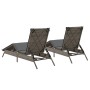 Sun loungers with cushions, 2 units, synthetic gray rattan by , Loungers - Ref: Foro24-3261580, Price: 275,34 €, Discount: %