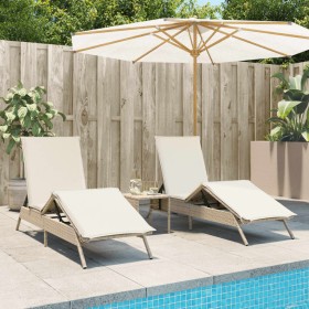 Liegestühle mit Kissen, 2 Stück, aus synthetischem Rattan in Beige. von , Liegen - Ref: Foro24-3261582, Preis: 274,99 €, Raba...