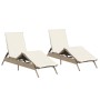 Sun loungers with cushions 2 units synthetic rattan beige by , Loungers - Ref: Foro24-3261582, Price: 275,34 €, Discount: %