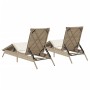 Sun loungers with cushions 2 units synthetic rattan beige by , Loungers - Ref: Foro24-3261582, Price: 275,34 €, Discount: %