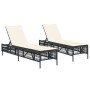 Sun loungers with cushions 2 units synthetic black rattan by , Loungers - Ref: Foro24-3261596, Price: 268,61 €, Discount: %