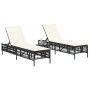 Sun loungers with cushions 2 units synthetic black rattan by , Loungers - Ref: Foro24-3261596, Price: 268,61 €, Discount: %