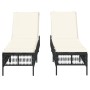 Sun loungers with cushions 2 units synthetic black rattan by , Loungers - Ref: Foro24-3261596, Price: 268,61 €, Discount: %