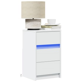 Bedside table with white engineered wood and LED lights by , Nightstands - Ref: Foro24-852012, Price: 64,59 €, Discount: %