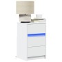 Bedside table with white engineered wood and LED lights by , Nightstands - Ref: Foro24-852012, Price: 76,80 €, Discount: %