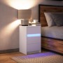 Mesita de noche con luces LED madera de ingeniería blanca de , Mesitas de noche - Ref: Foro24-852012, Precio: 65,04 €, Descue...