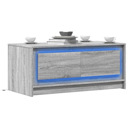 Mesa de centro con luces LED madera de ingeniería gris Sonoma de , Mesas de centro - Ref: Foro24-851989, Precio: 105,50 €, De...