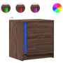 Nightstand with LED lights made of engineered oak wood in brown. by , Nightstands - Ref: Foro24-852059, Price: 57,00 €, Disco...