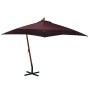 Hanging umbrella with red Bordeaux fir wood pole 3x3m by vidaXL, Umbrellas - Ref: Foro24-313776, Price: 157,37 €, Discount: %