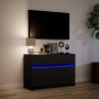 TV stand with LED made of black engineered wood 91x34x61 cm by , TV Furniture - Ref: Foro24-852181, Price: 107,85 €, Discount: %