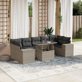 Garden sofa set 8 pieces and gray synthetic rattan cushions by , Garden sets - Ref: Foro24-3269042, Price: 649,49 €, Discount: %