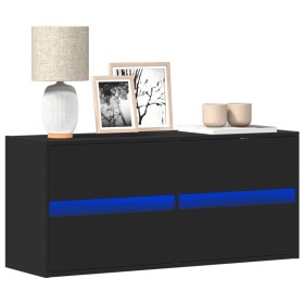 Wall-mounted TV stand with LED lights black 100x31x45 cm by , TV Furniture - Ref: Foro24-852293, Price: 91,99 €, Discount: %